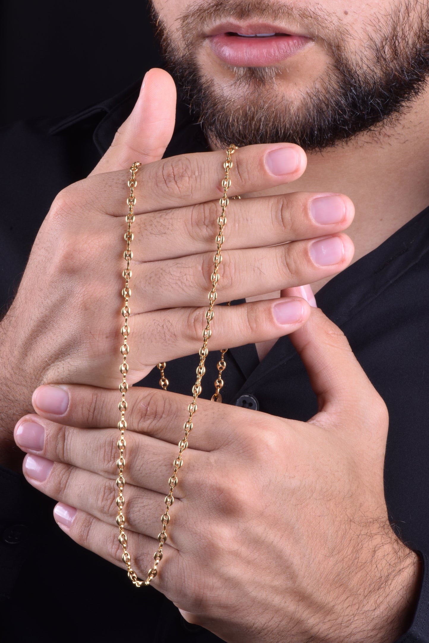 Cadena Grano de café Hombre 3mm