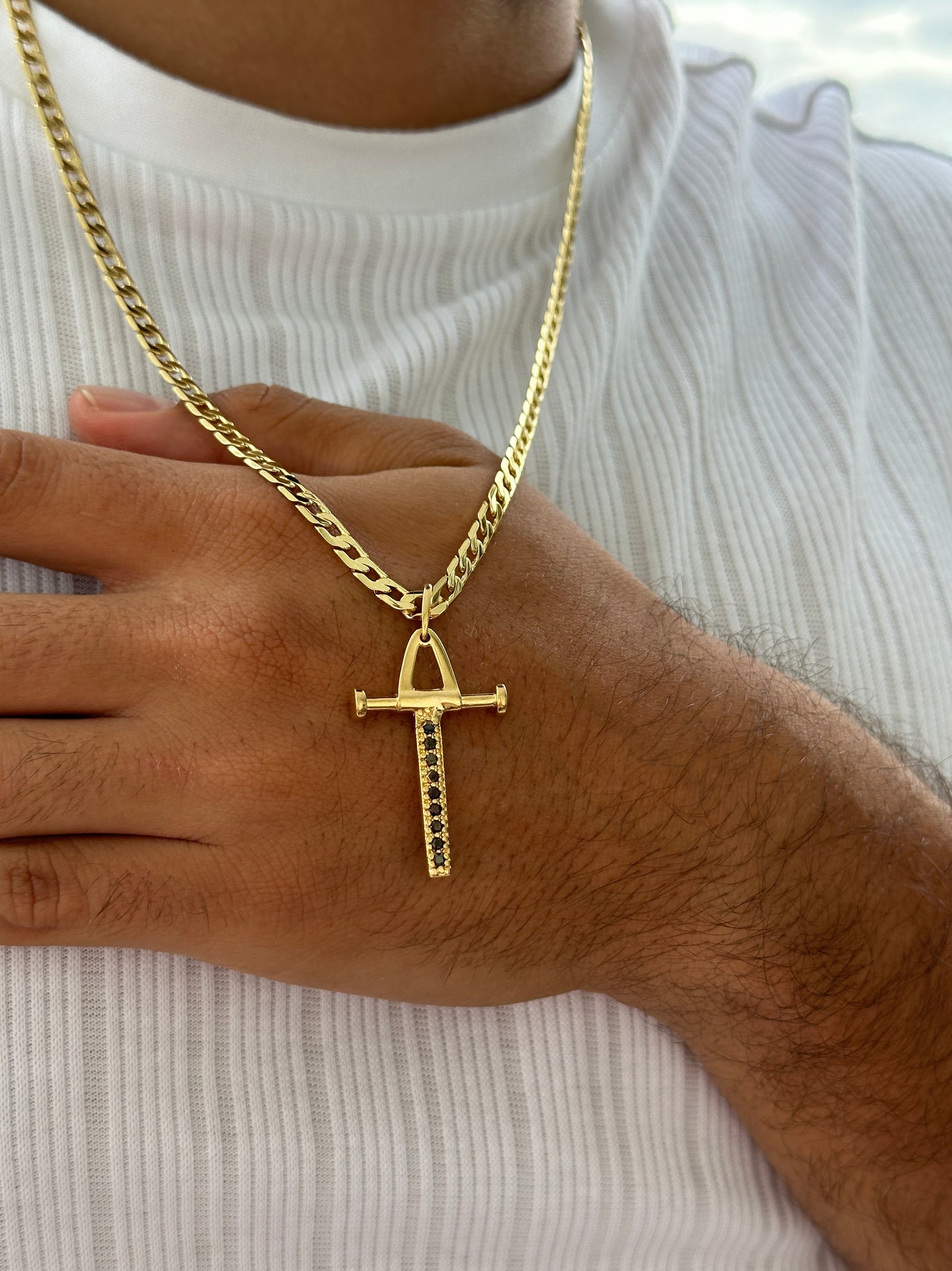 Cadena Cubana + Dije Cruz Pendulo