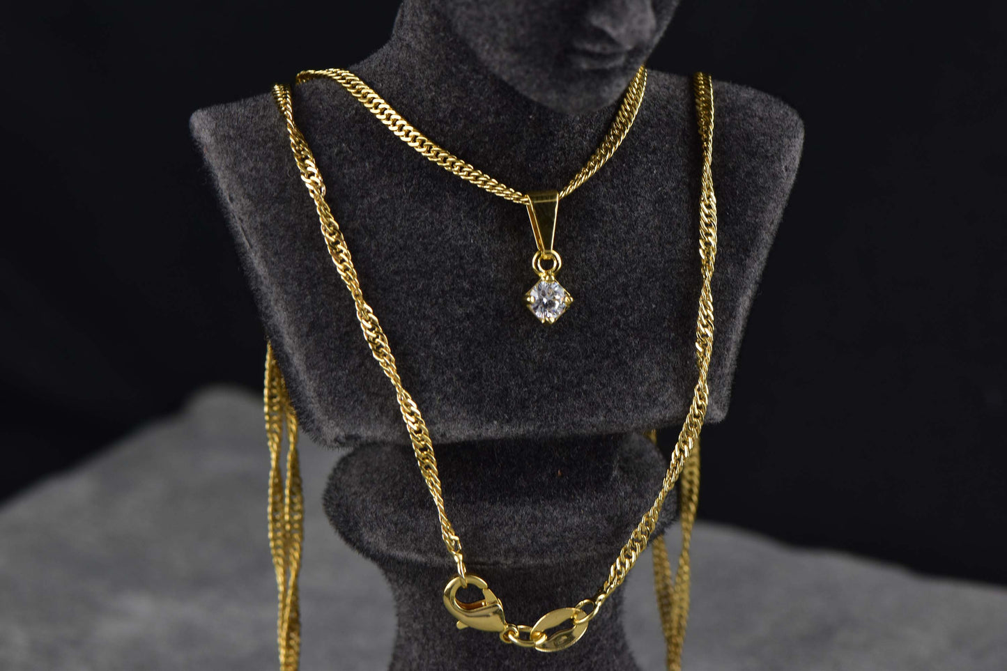 Cadena Singapur 65cm + Colgante Cironia Cristal