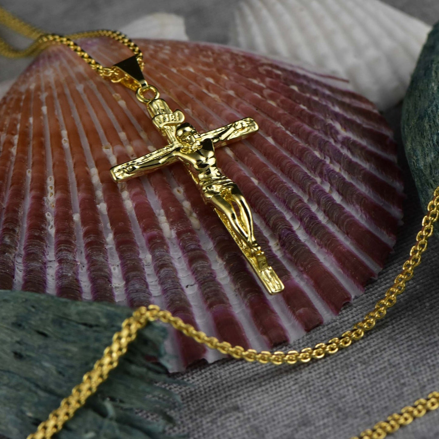 Cadena Chinesca 65cm + Colgante Cruz Madero