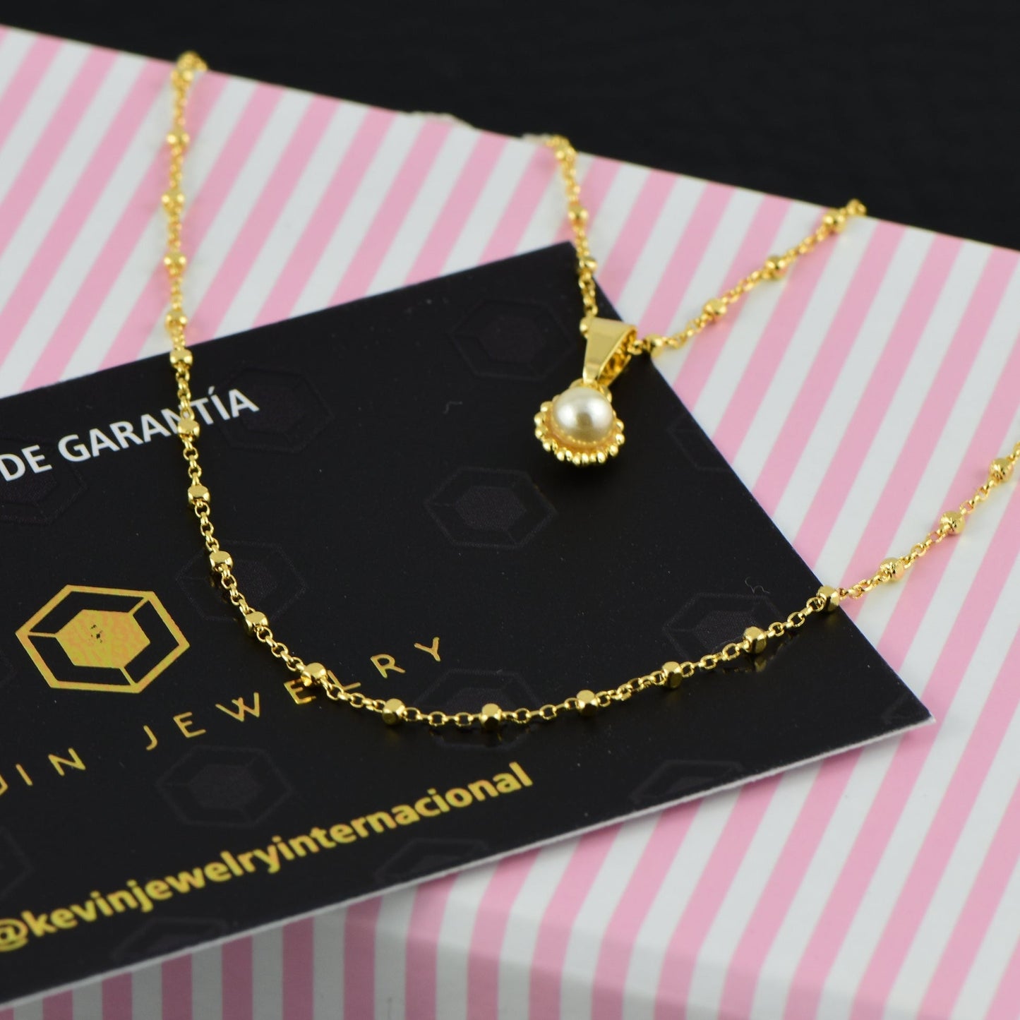 Cadena Bolas Strey 45cms+ Colgante Perla