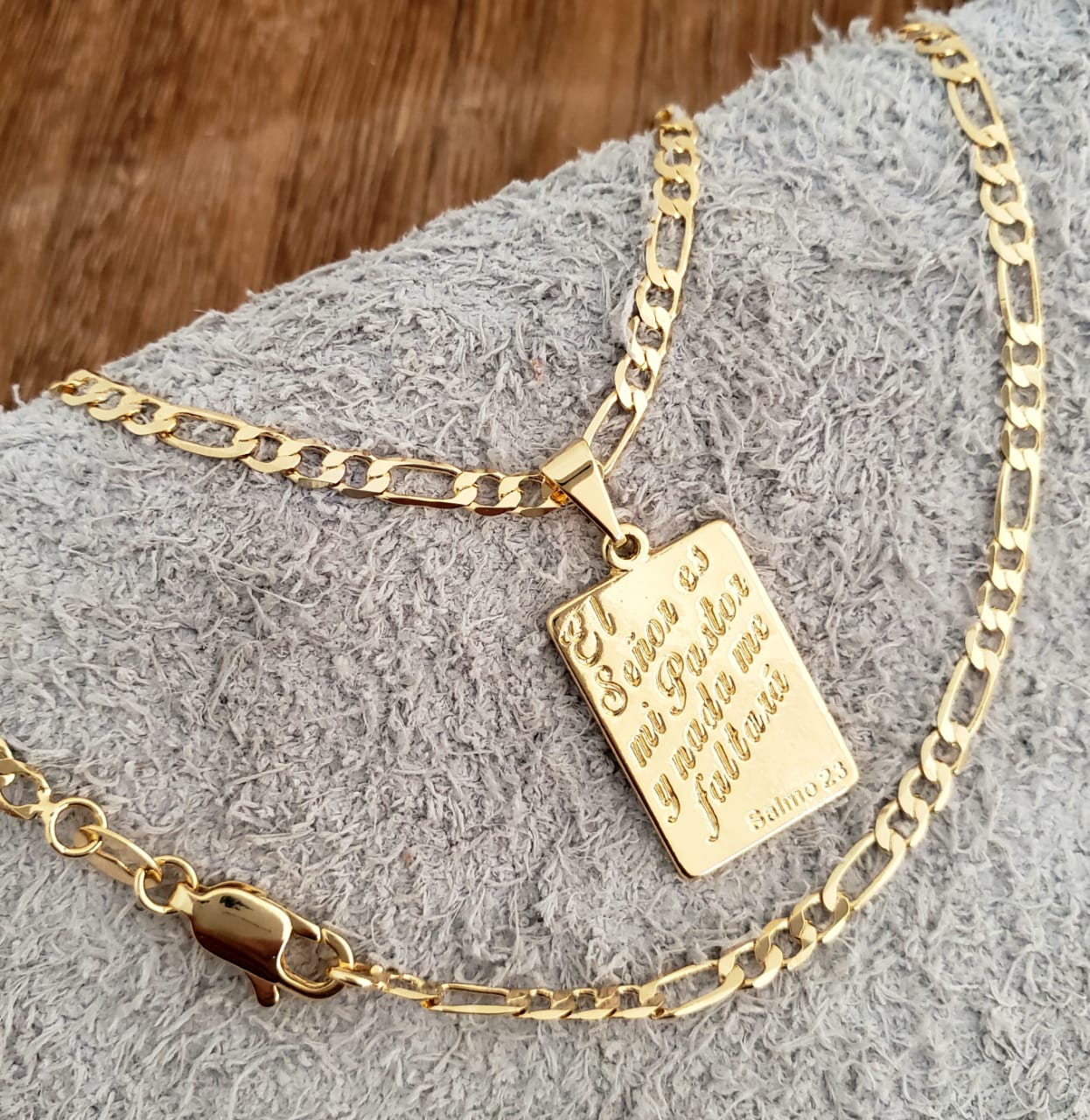 Cadena 3 x 3 60cm + Colgante Salmo 23