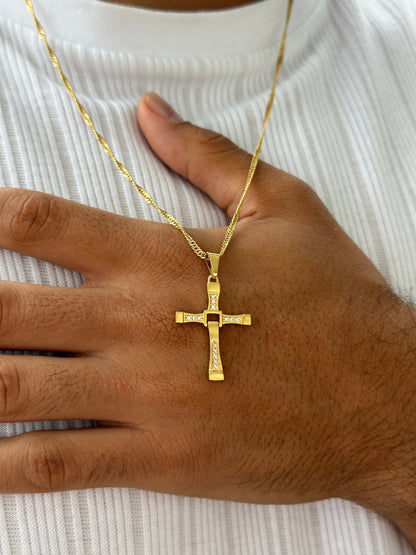 Cadena Singapur 65cm + Colgante Cruz Toreto