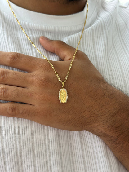 Cadena Singapur 65cm + Colgante Virgen Piedras