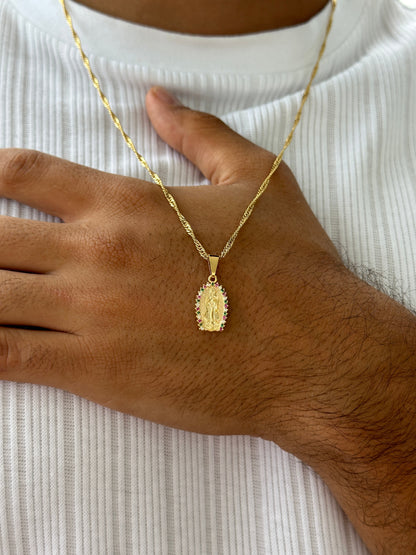 Cadena Singapur 65cm + Colgante Virgen Piedras