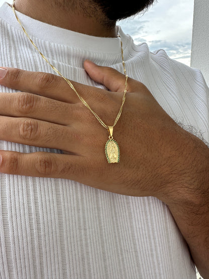 Cadena Singapur 65cm + Colgante Virgen Piedras