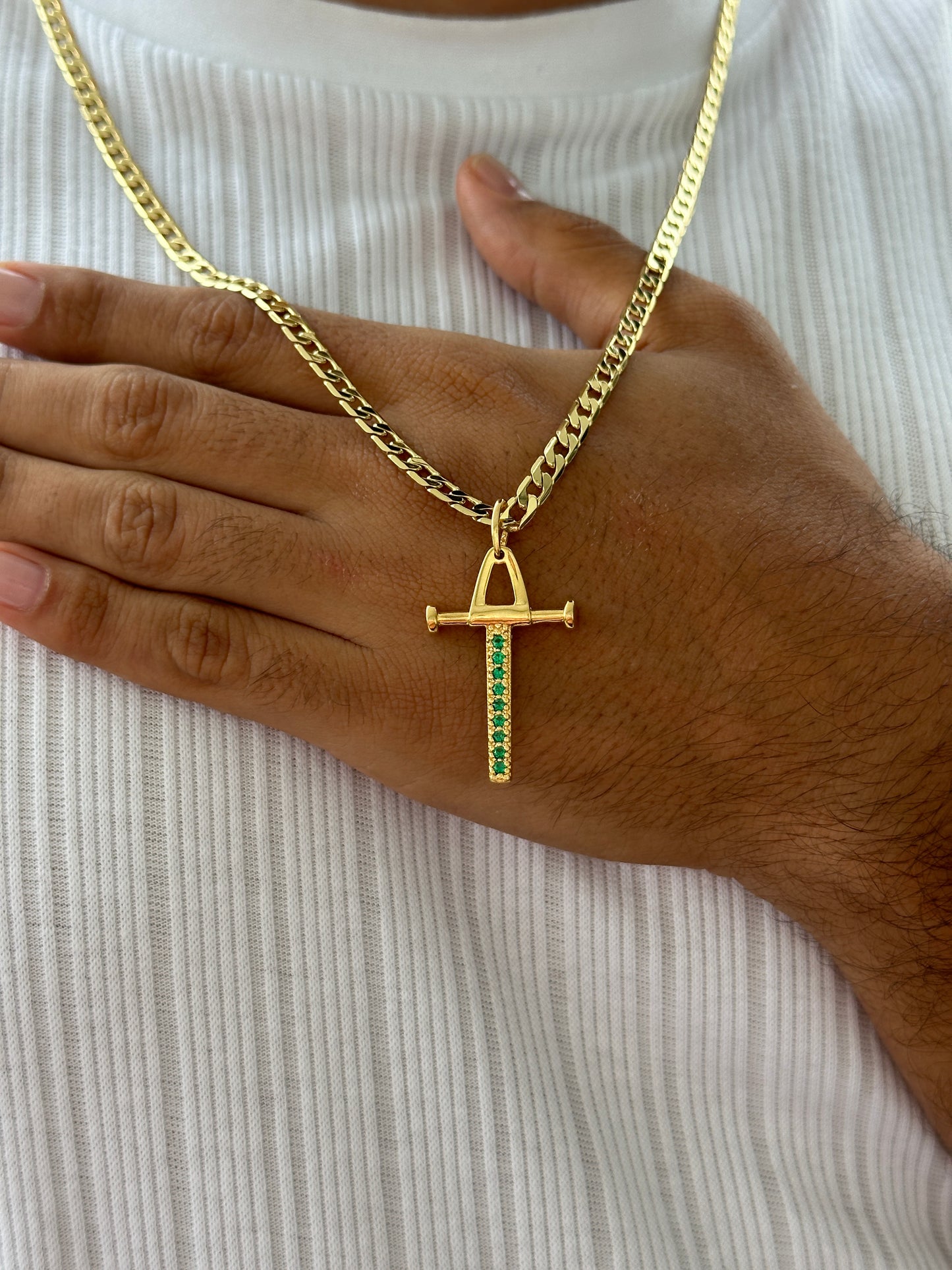 Cadena Cubana + Dije Cruz Pendulo