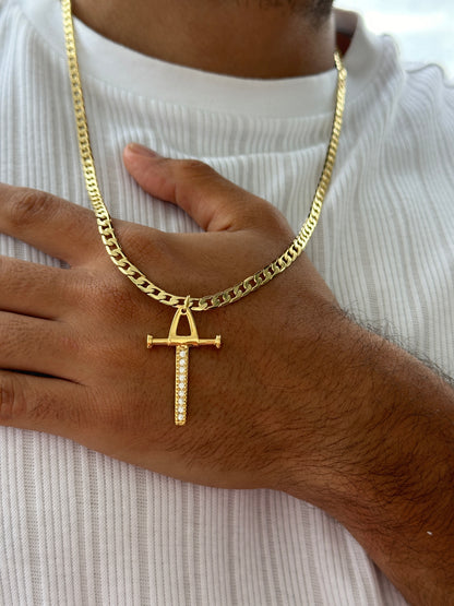 Cadena Cubana + Dije Cruz Pendulo