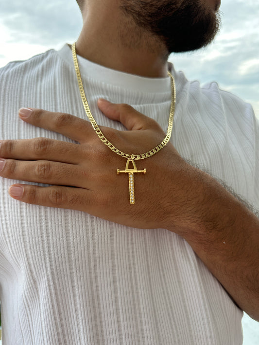 Cadena Cubana + Dije Cruz Pendulo