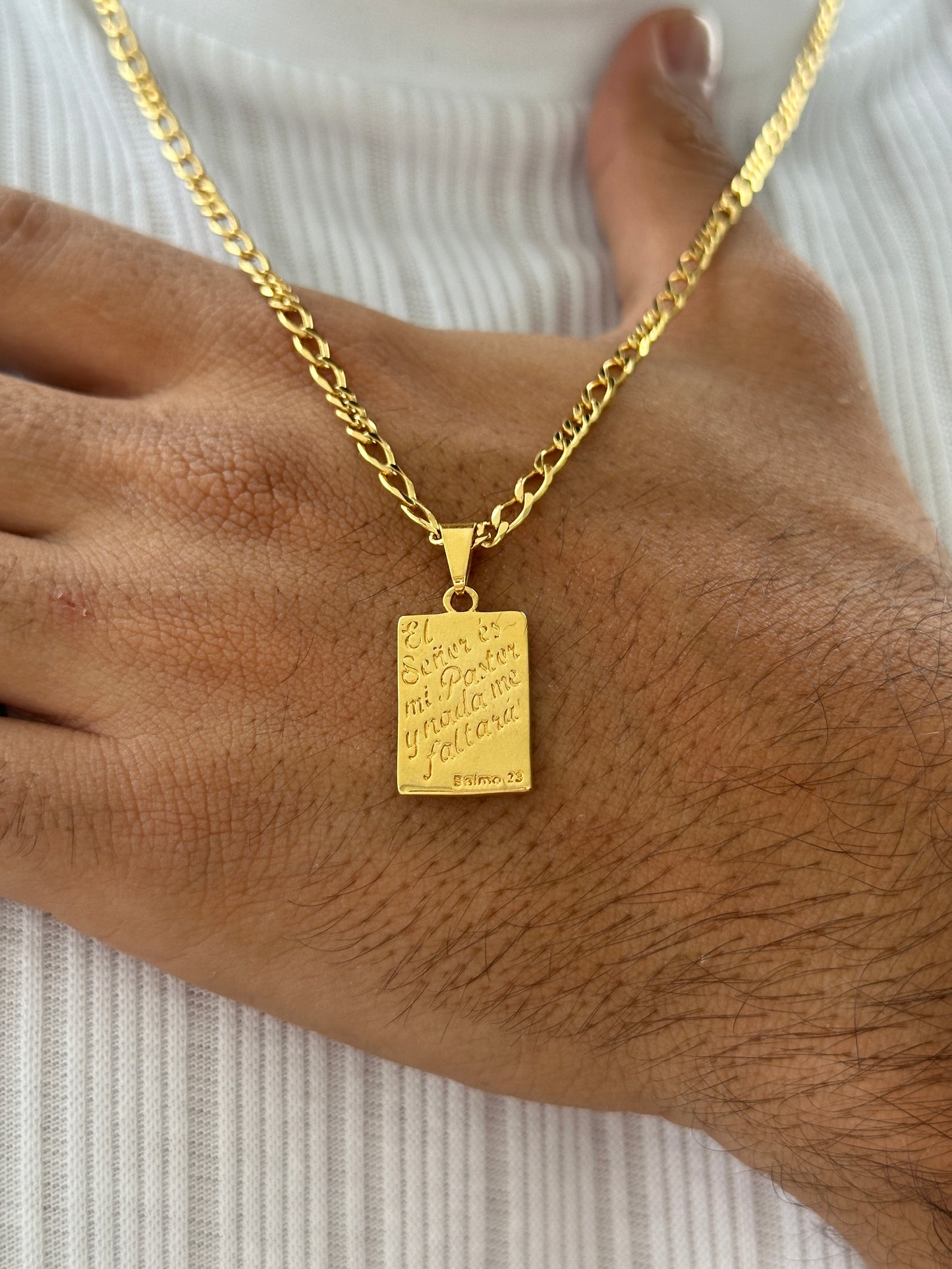 Cadena 3 x 3 60cm + Colgante Salmo 23