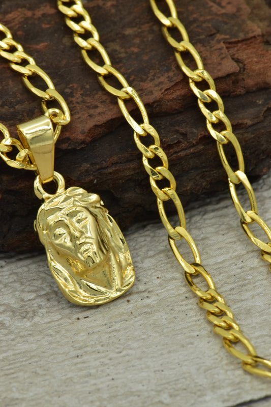 Cadena 3x1 3mm - 65cm + Colgante Rostro