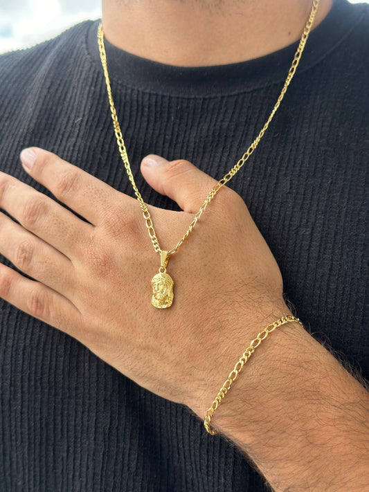 Cadena 3x1 3mm 65cm + Colgante  Rostro + Pulsera Gratis