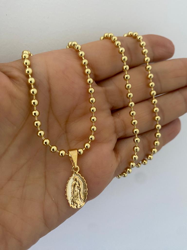 Cadena Militar 65cm + Colgante Virgen Tallada