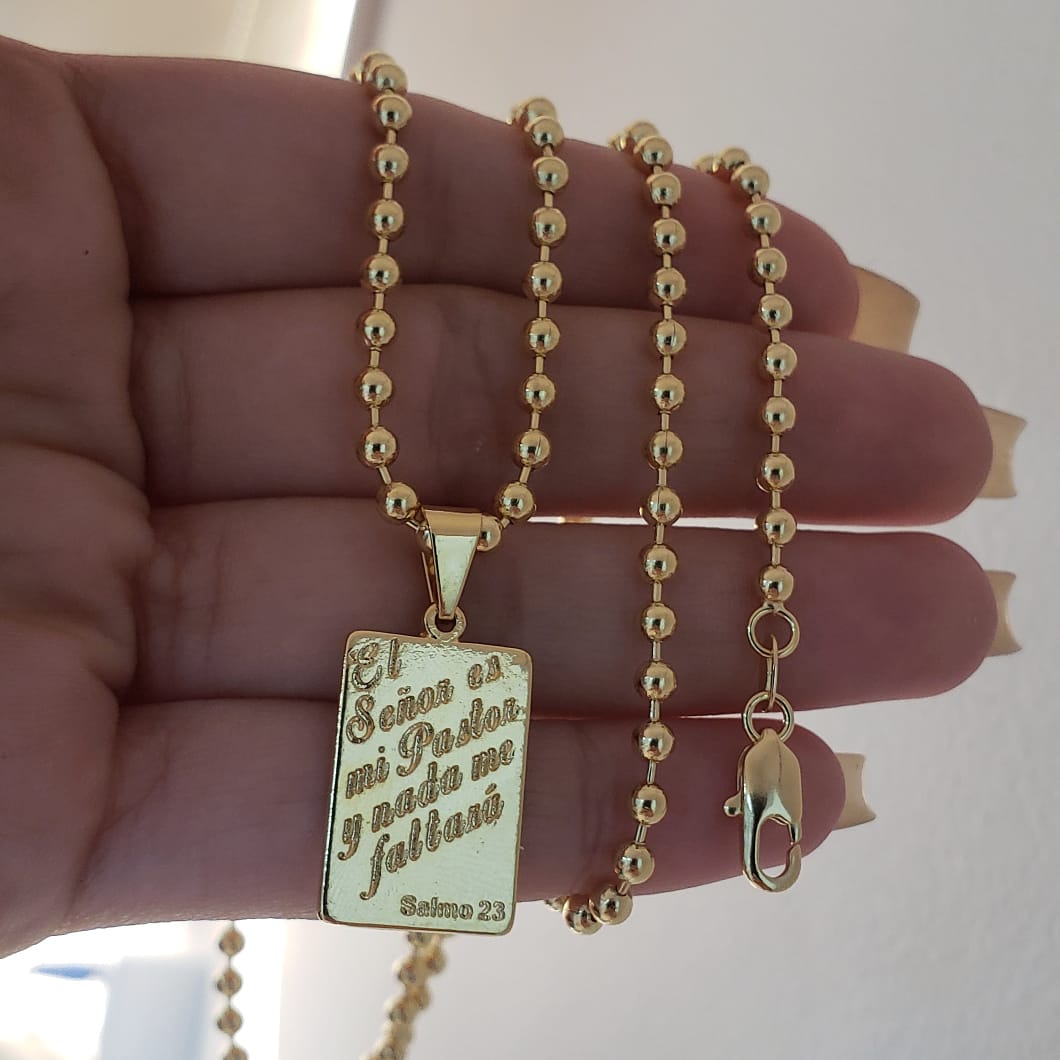 Cadena Militar 2.5 mm 65 cms + Colgante Salmo