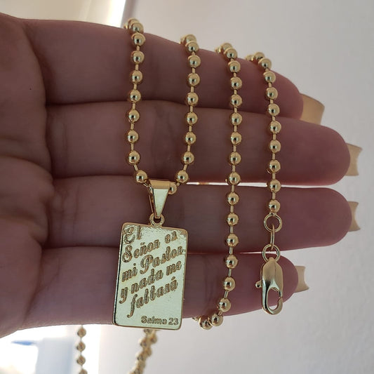 Cadena Militar 2.5 mm 65 cms + Colgante Salmo