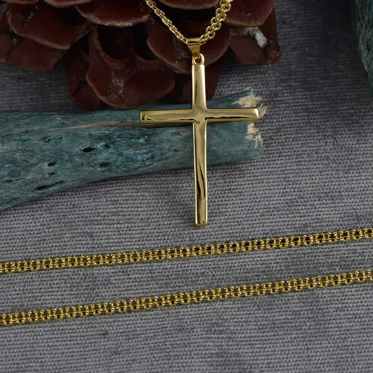 Cadena Chinesca 65cm + Colgante Cruz Lisa