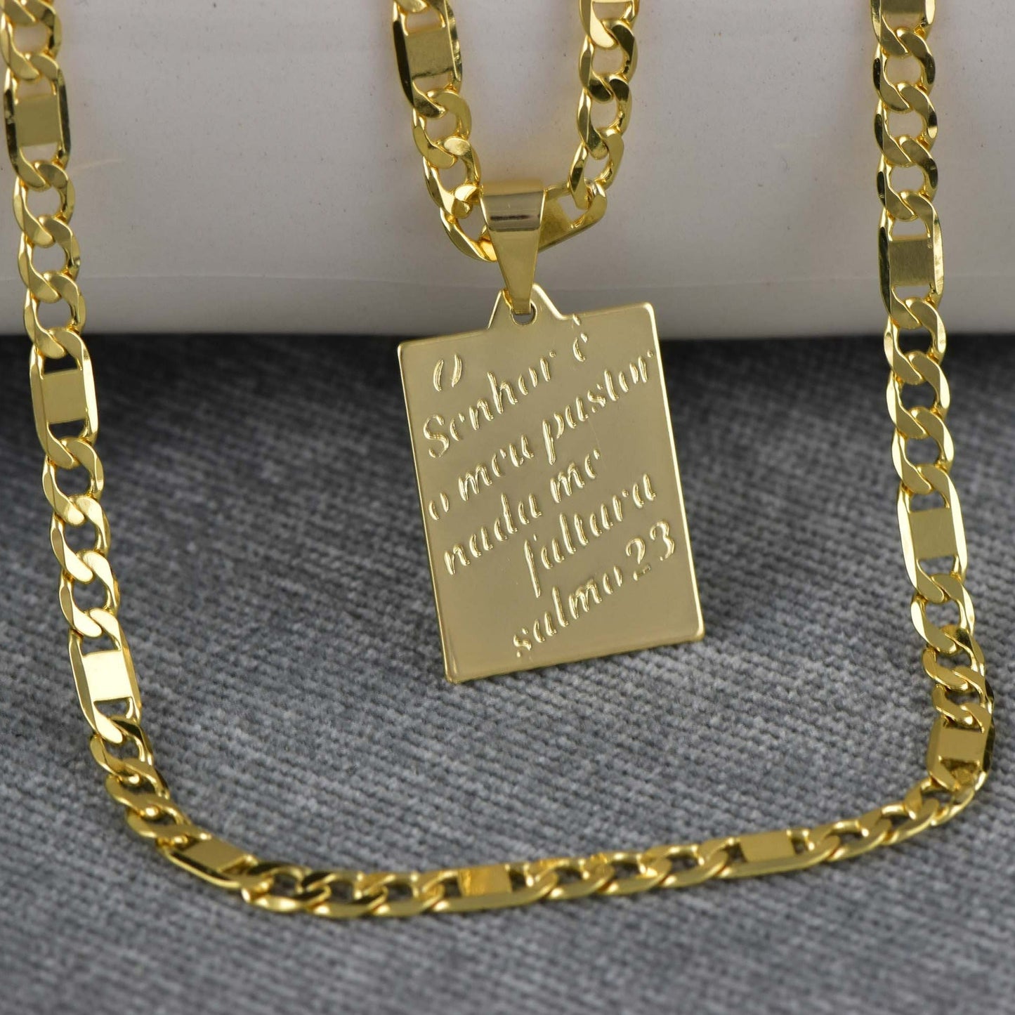 Cadena Escalera y Cubana 65cm + Colgante Salmo 23