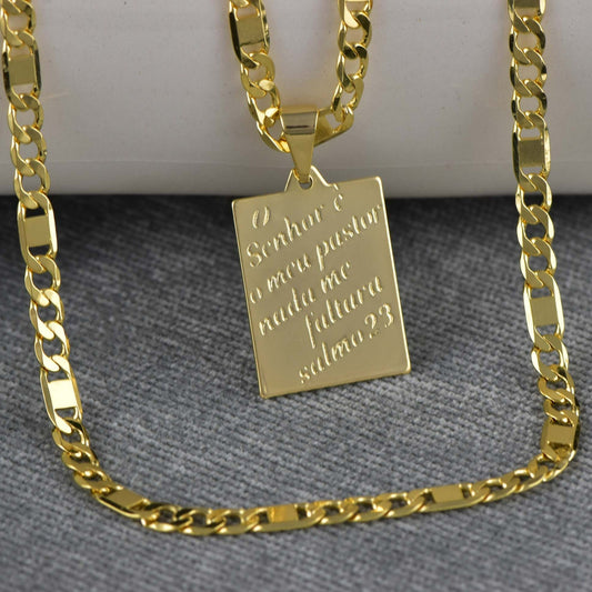 Cadena Escalera y Cubana 65cm + Colgante Salmo 23