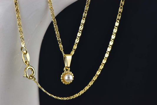 Cadena Caracol 45cm + Colgante perla