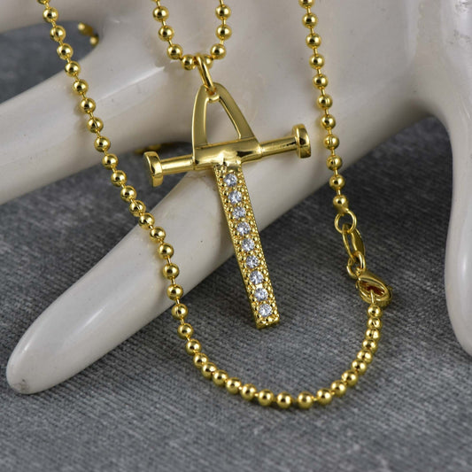 Cadena Chinesca 65cm + Colgante Cruz Péndulo Circonia Cristal