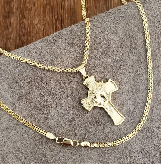 Cadena Chinesca 65cm + Colgante Cruz Sagrado Rostro