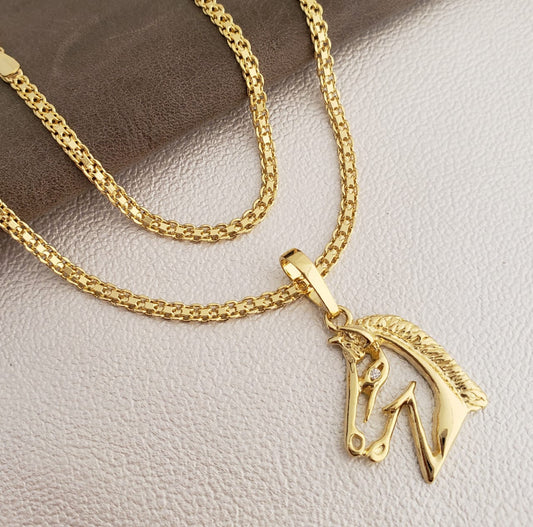 Cadena Chinesca 65cm + Colgante Caballo