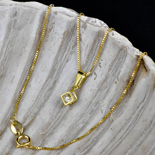 Cadena Valenciana 45cms + Colgante Cubo Mini