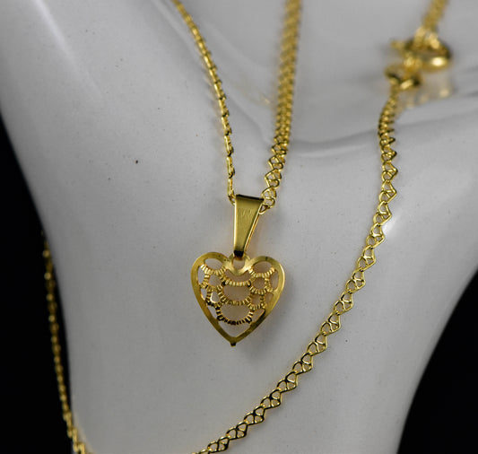 Cadena Escalera Corazones 45cms + Colgante Corazones Maya