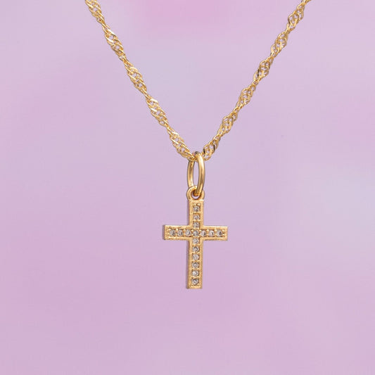 Cadena Singapur 45 cms+ Colgante Cruz Piedras